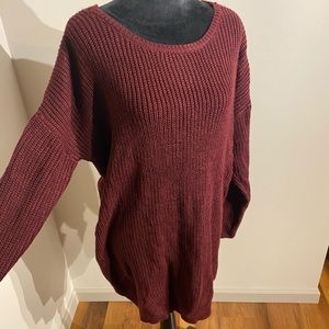 Twisted back sweater dress Maroon
